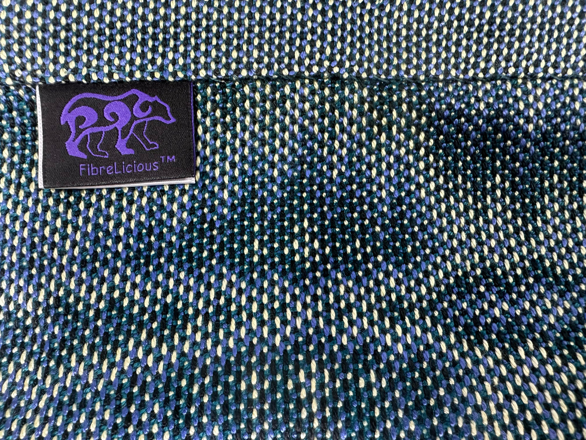 Handwoven Tencel™ Cowl - Corris Effect with Teal Weft