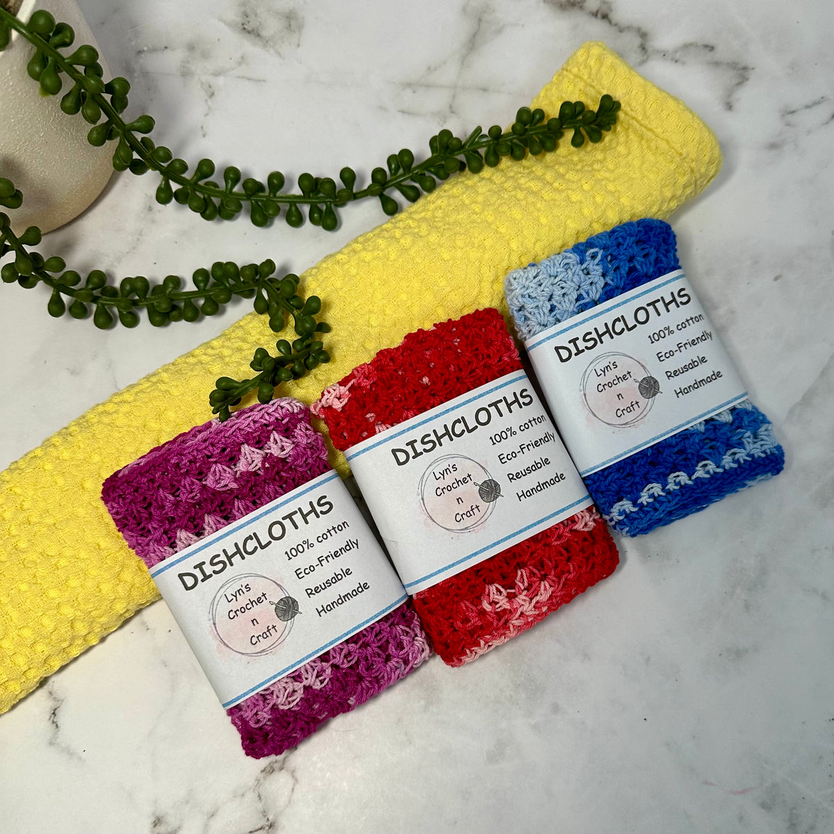 Handmade Crocheted Cotton Dishcloths – Reusable Kitchen Cloths