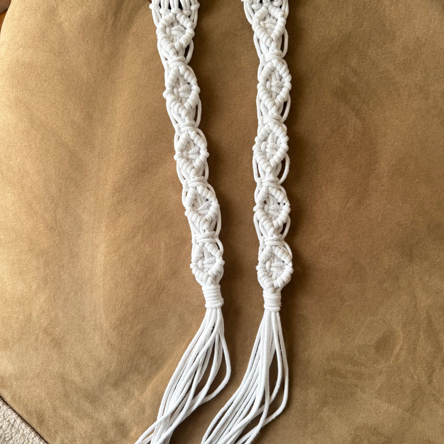 Handmade White Macramé Curtain Tie Backs – Pair