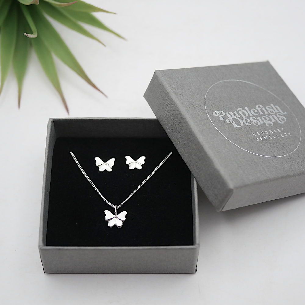 butterfly gift set sterling silver gift box sml