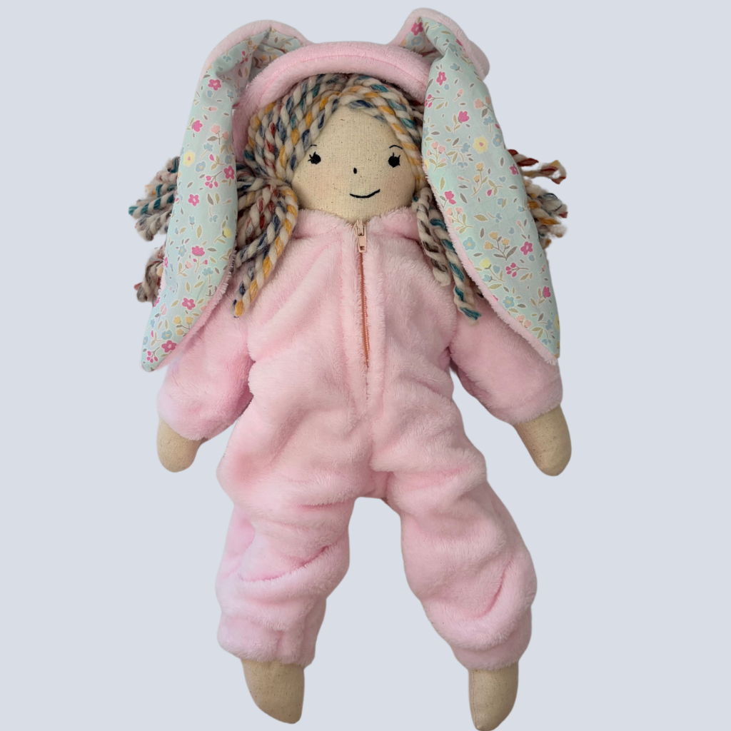 Handmade Fabric Doll or Gift Set| Bunny Onesie Outfit