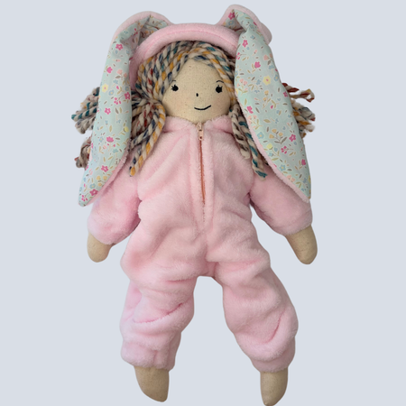 Handmade Fabric Doll or Gift Set| Bunny Onesie Outfit