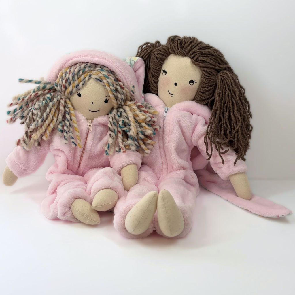 Handmade Fabric Doll or Gift Set| Bunny Onesie Outfit
