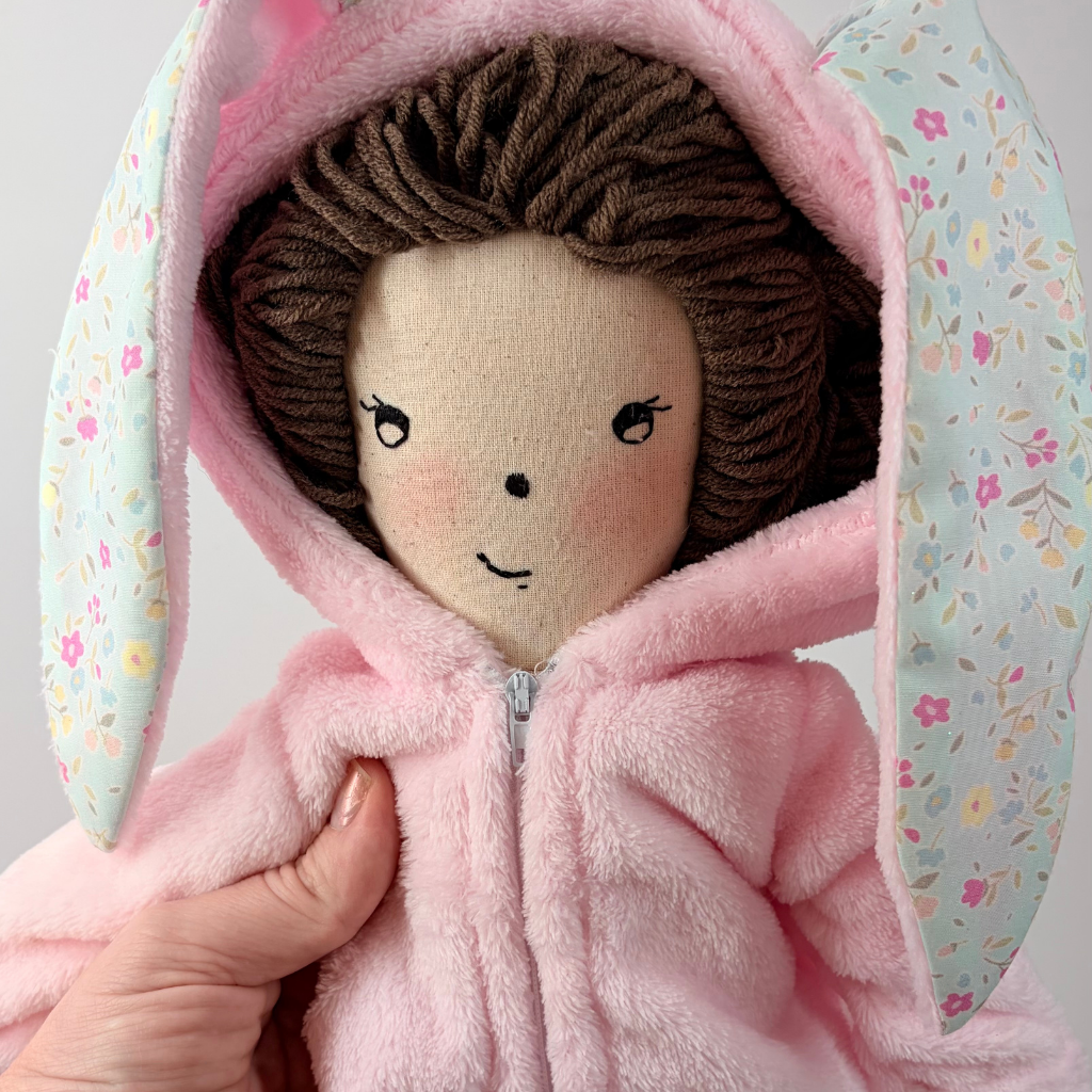 Handmade Fabric Doll or Gift Set| Bunny Onesie Outfit
