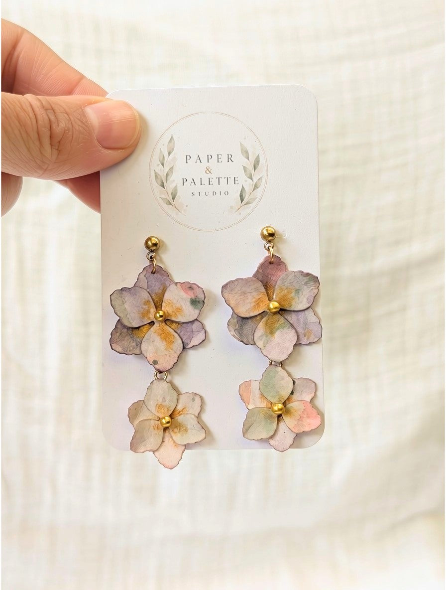Gladiolus Flower Earrings | Handmade Paper Floral Dangle Earrings | Lightweight Botanical Jewellery