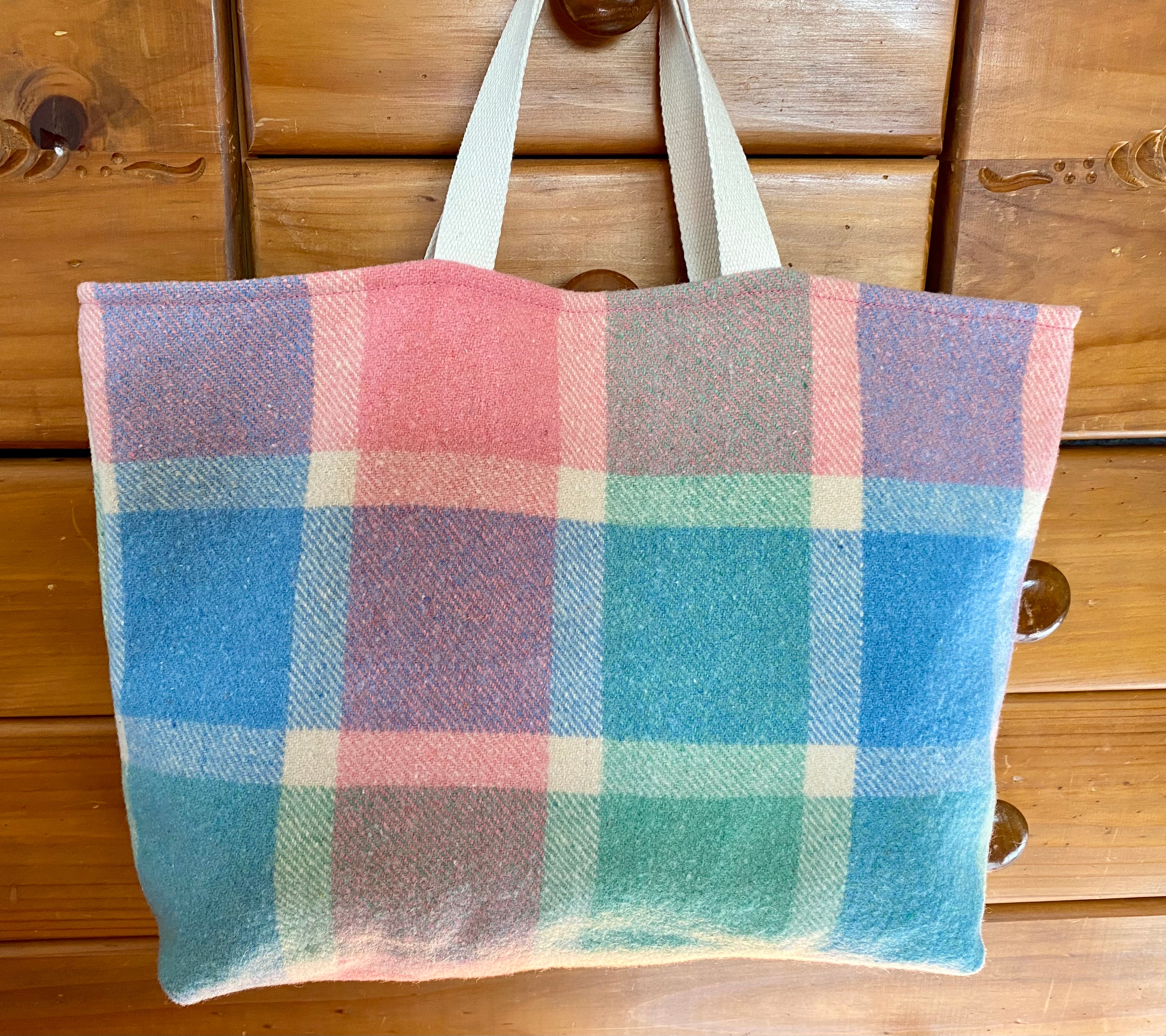 Upcycled Woollen Blanket - Market Tote - Multi