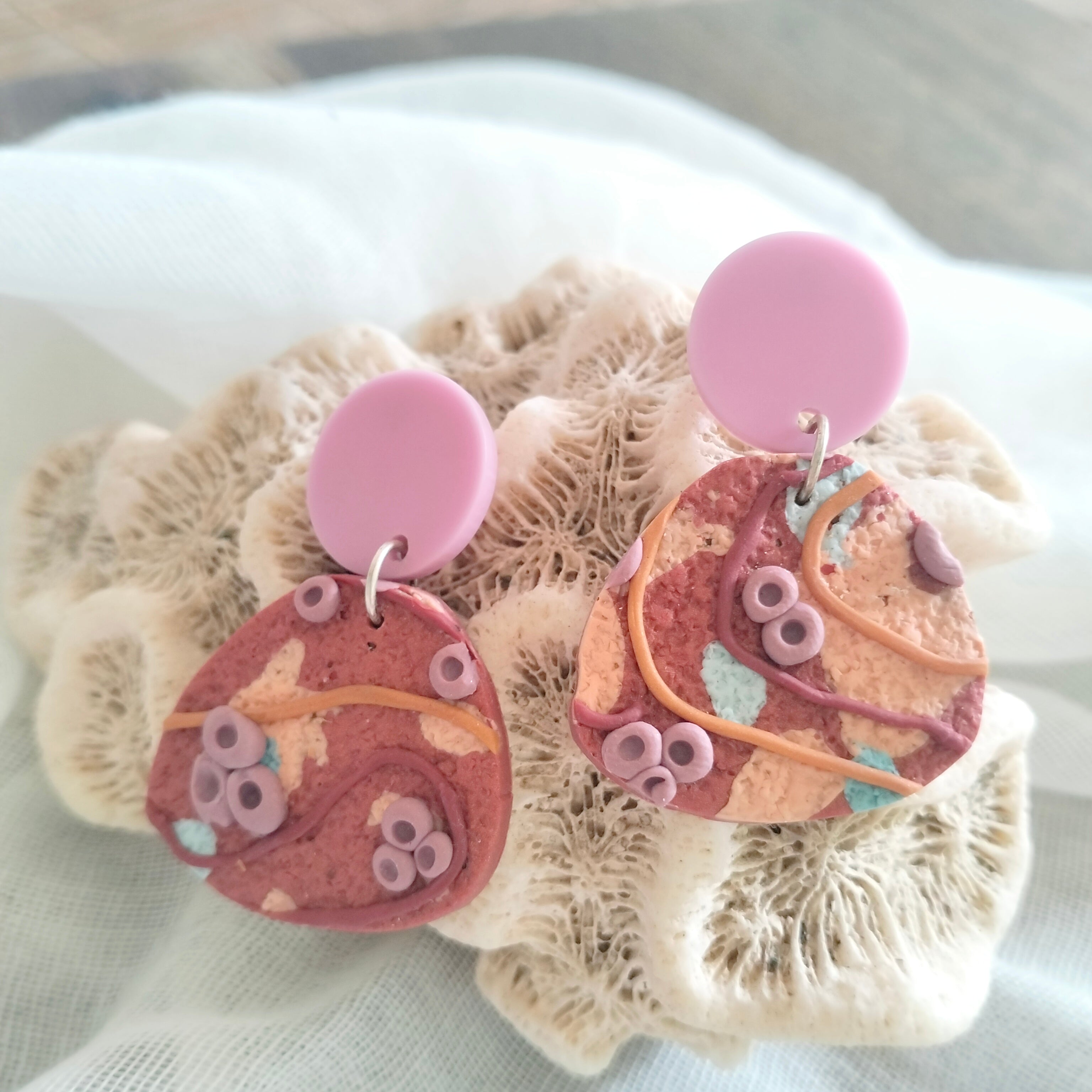 Earrings - Abstract Coral - Artful Dangles