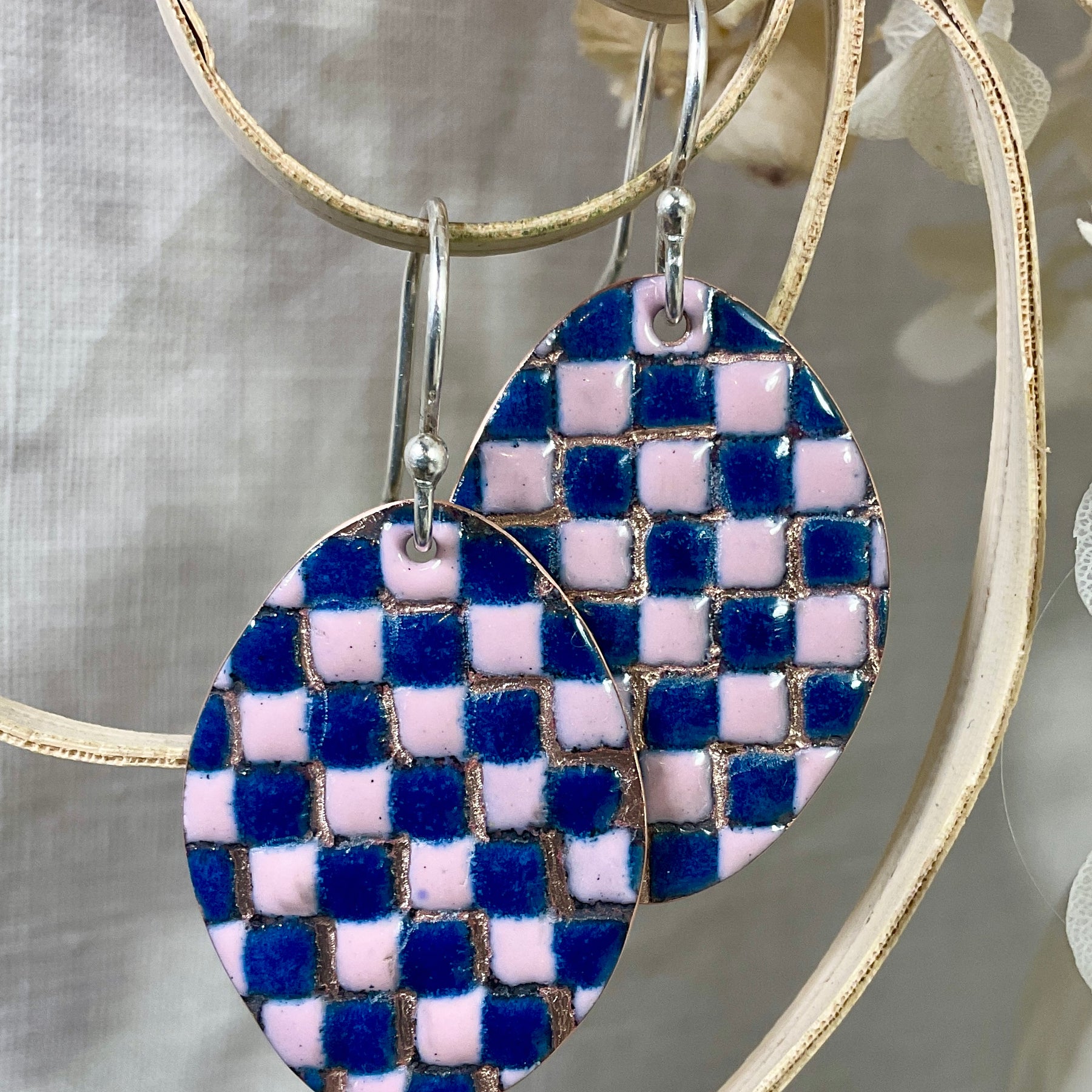 Patchwork enamel earrings. 5 colour ways