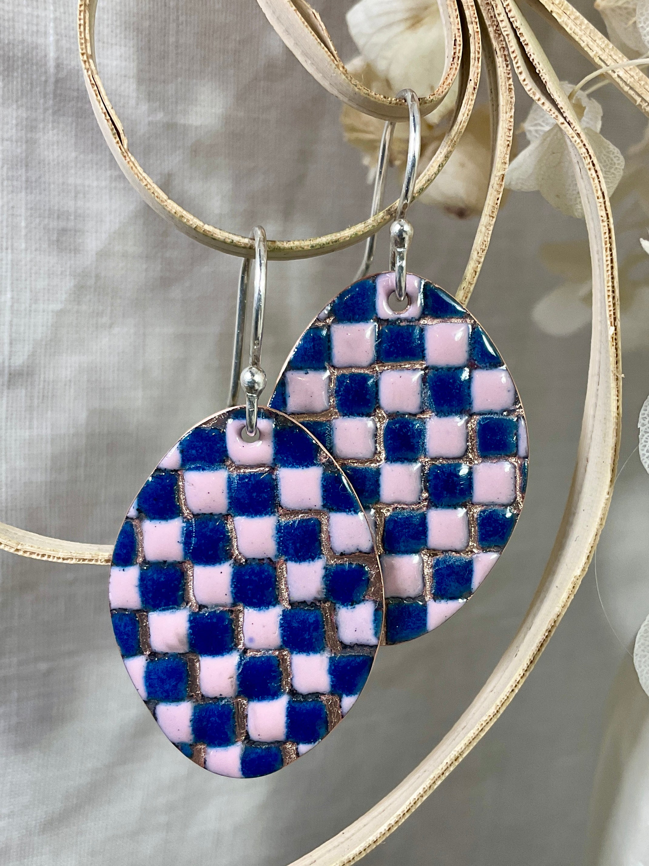 Patchwork enamel earrings. 5 colour ways