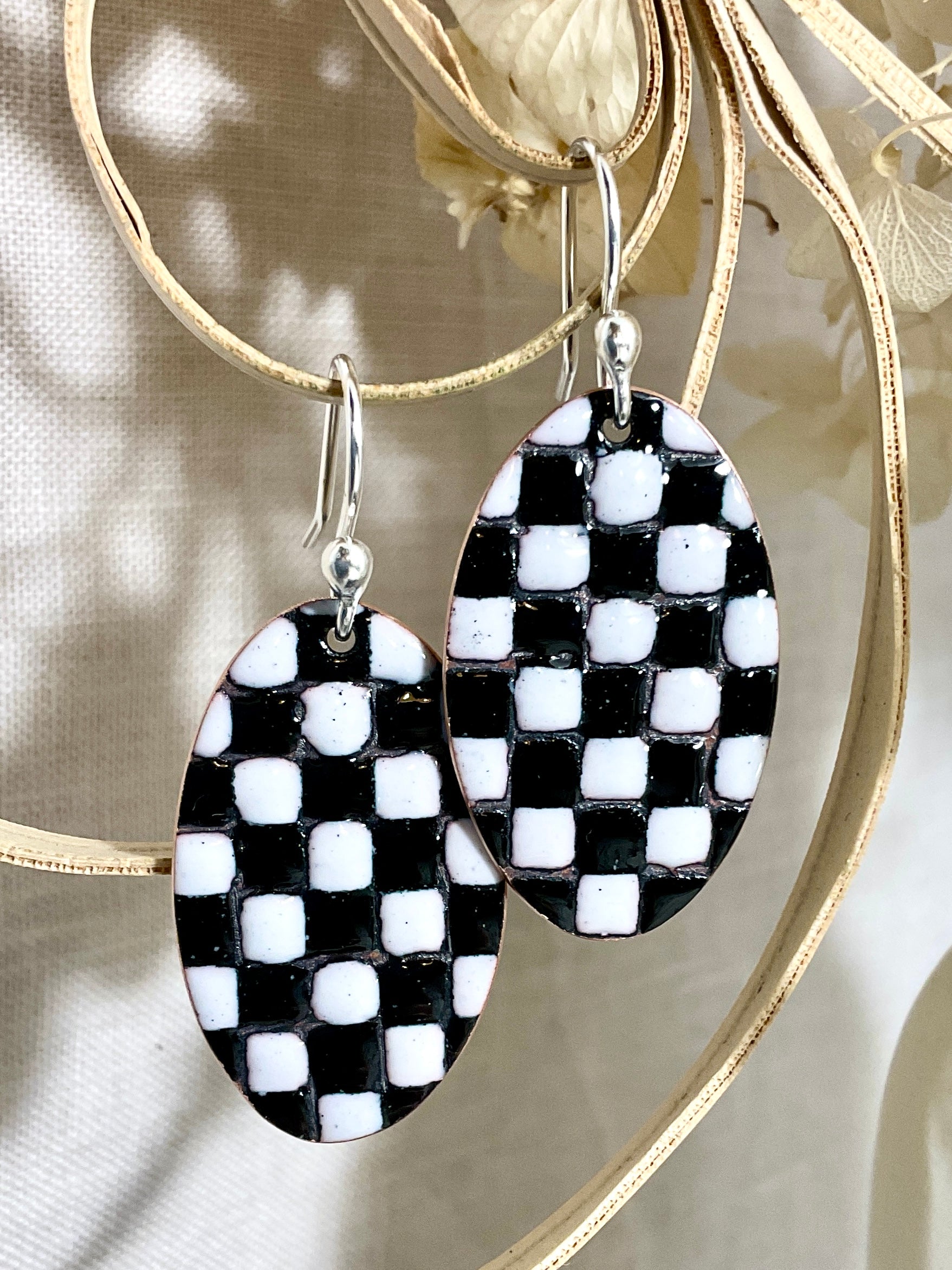 Patchwork enamel earrings. 5 colour ways