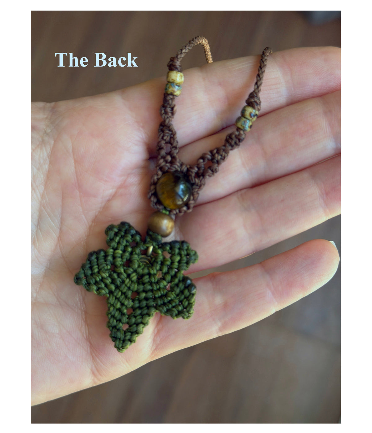 Micro Macrame Maple Leaf Necklace - earthy forest fae / canadian maple