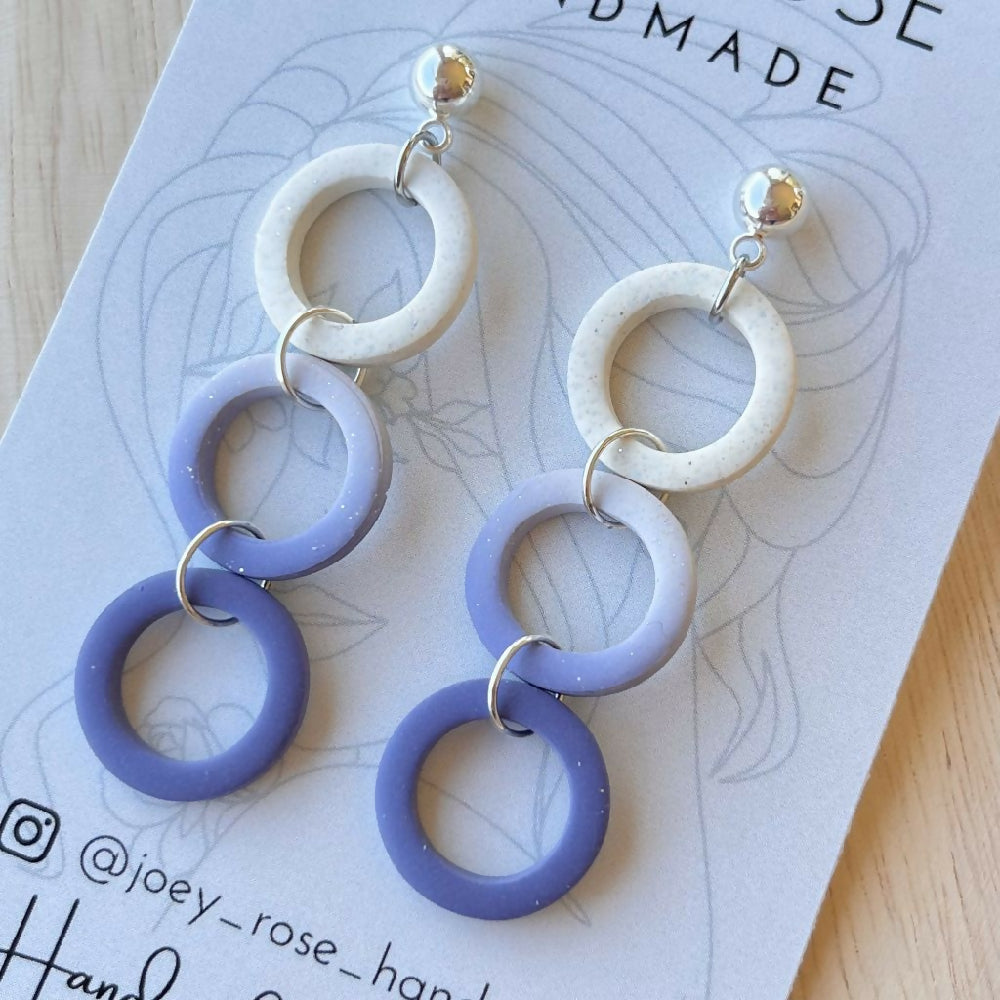 Bronwyn Earring Polymer Clay Earrings Purple Cream 3