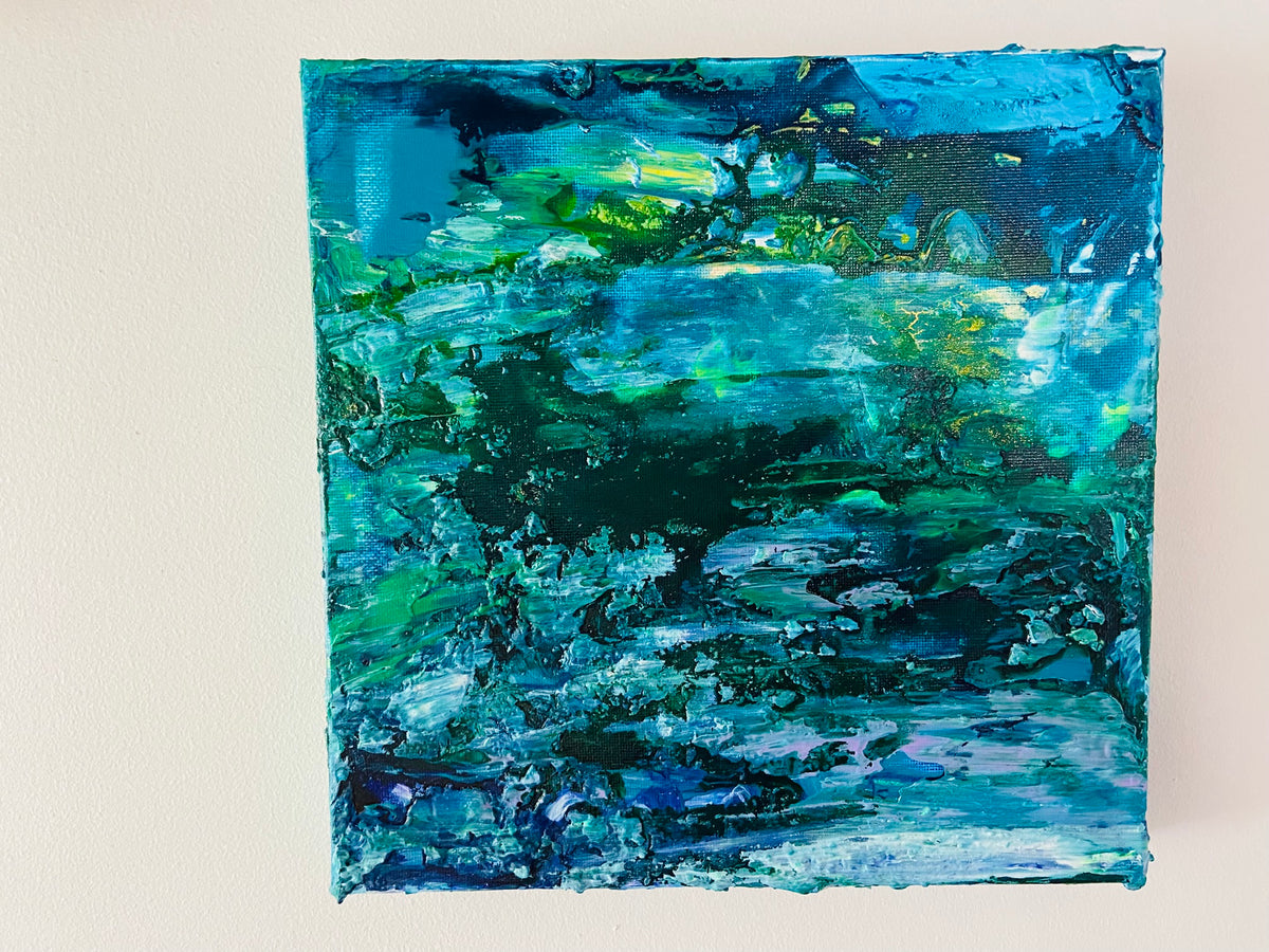 Water Lilies Encore Painting, Abstract Acrylic Wall Art by Margo Humphries