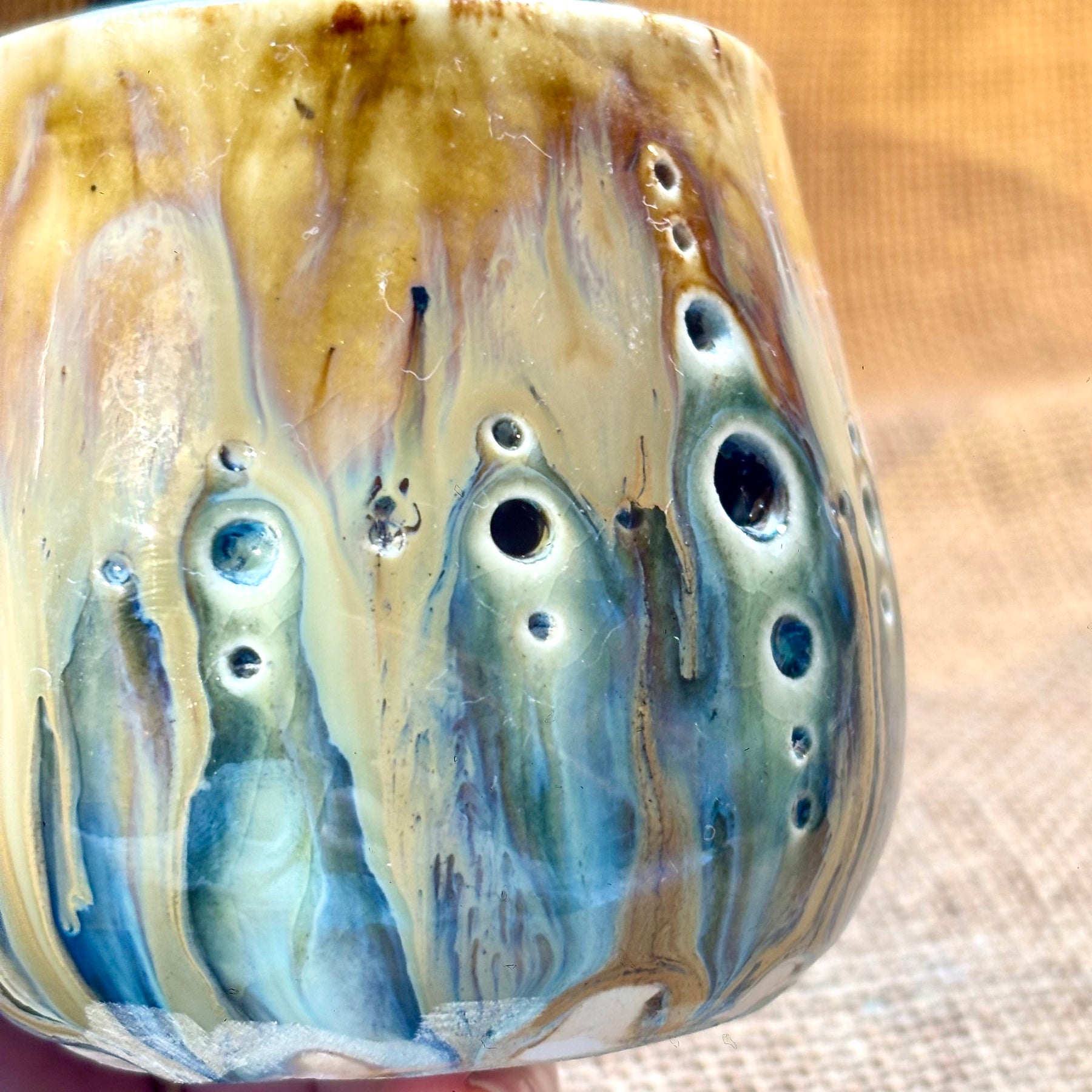 Handmade pottery tea light holders