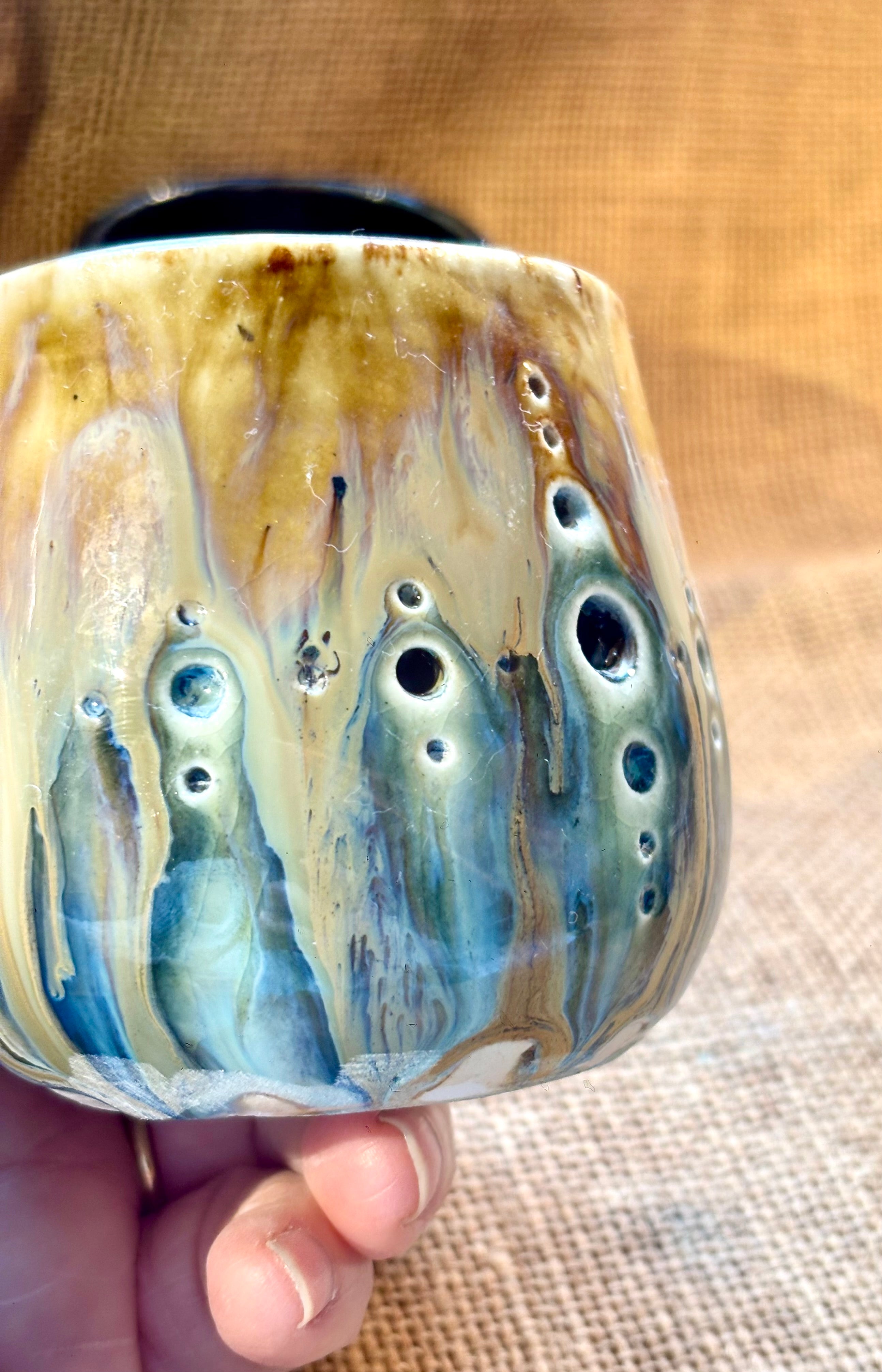 Handmade pottery tea light holders