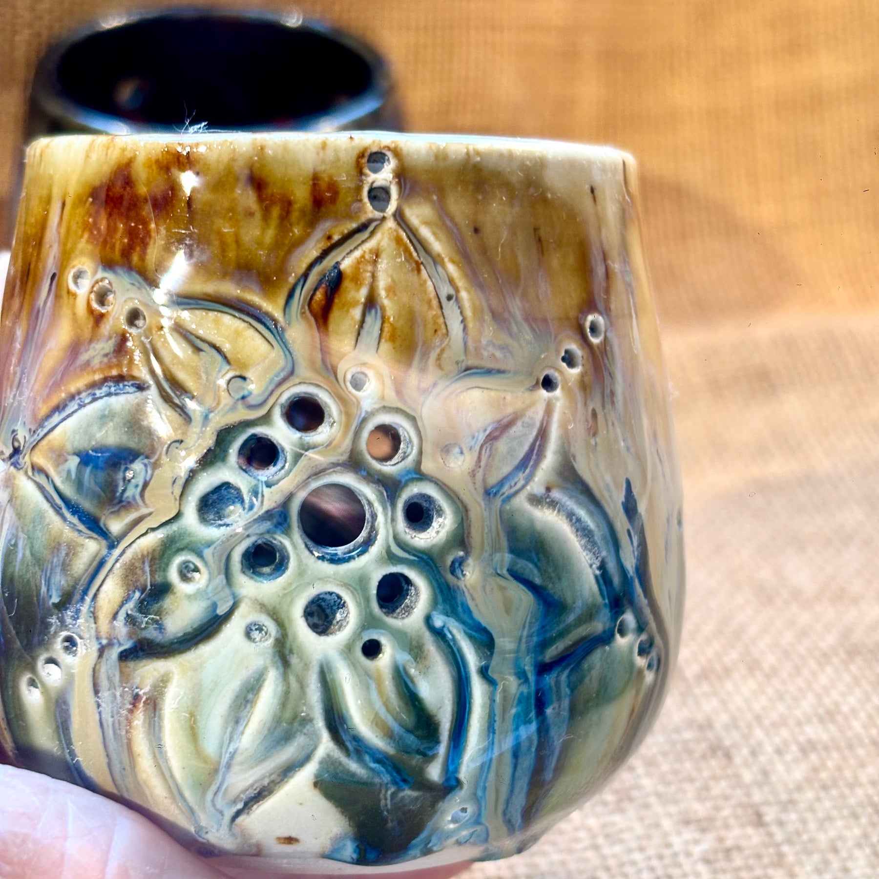Handmade pottery tea light holders