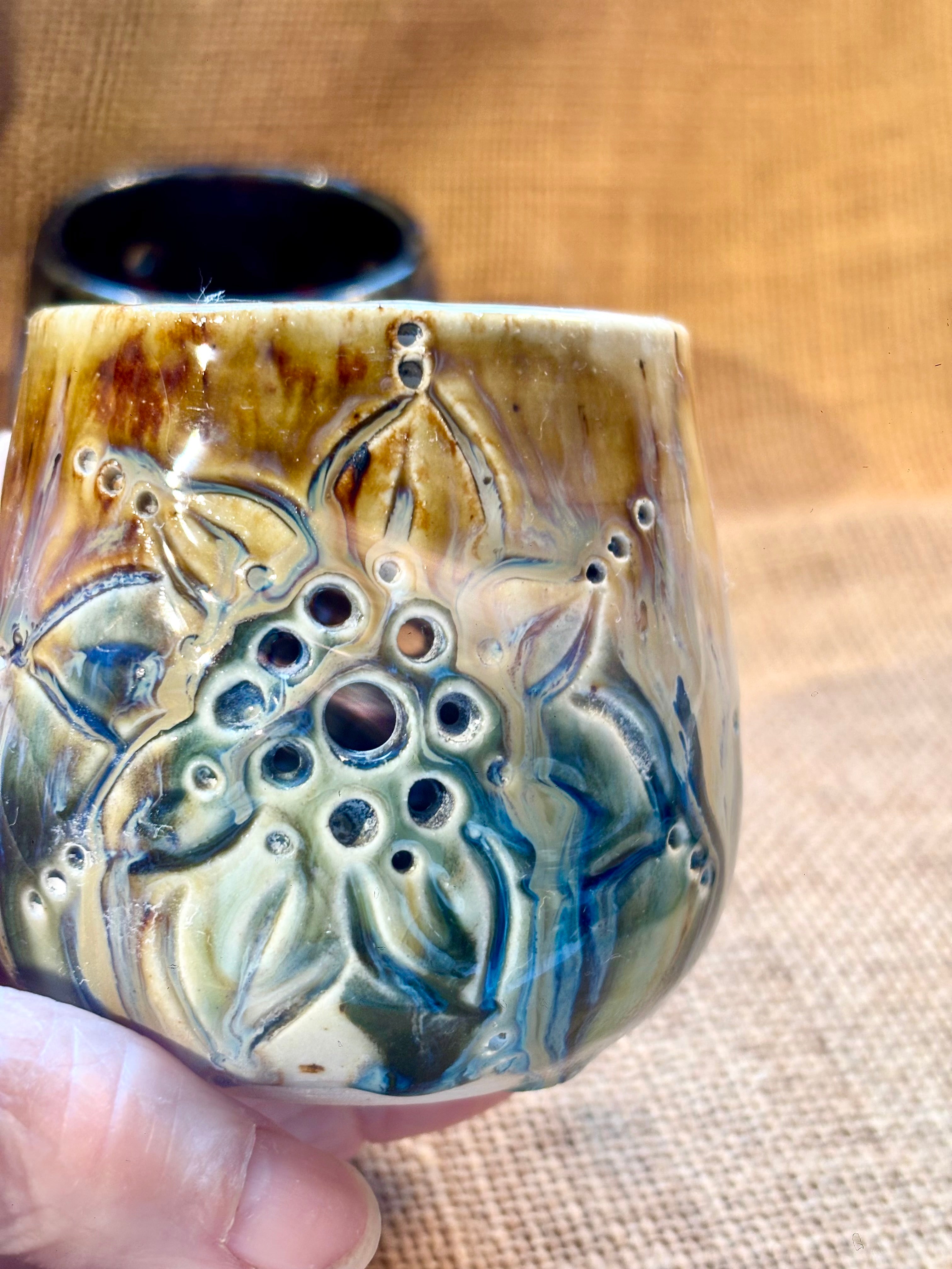 Handmade pottery tea light holders