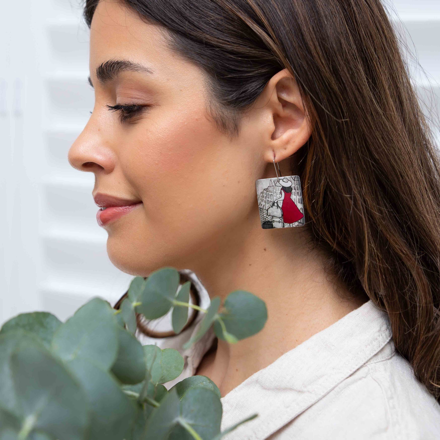 Little Traveller in Red Dress Earrings
