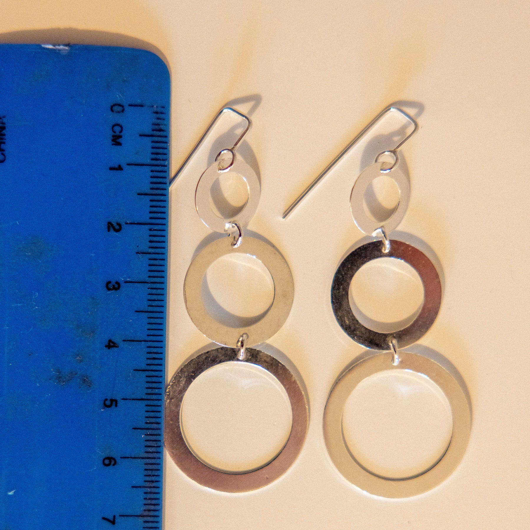 Triple Circle Cascade – Handmade Sterling Silver Earrings