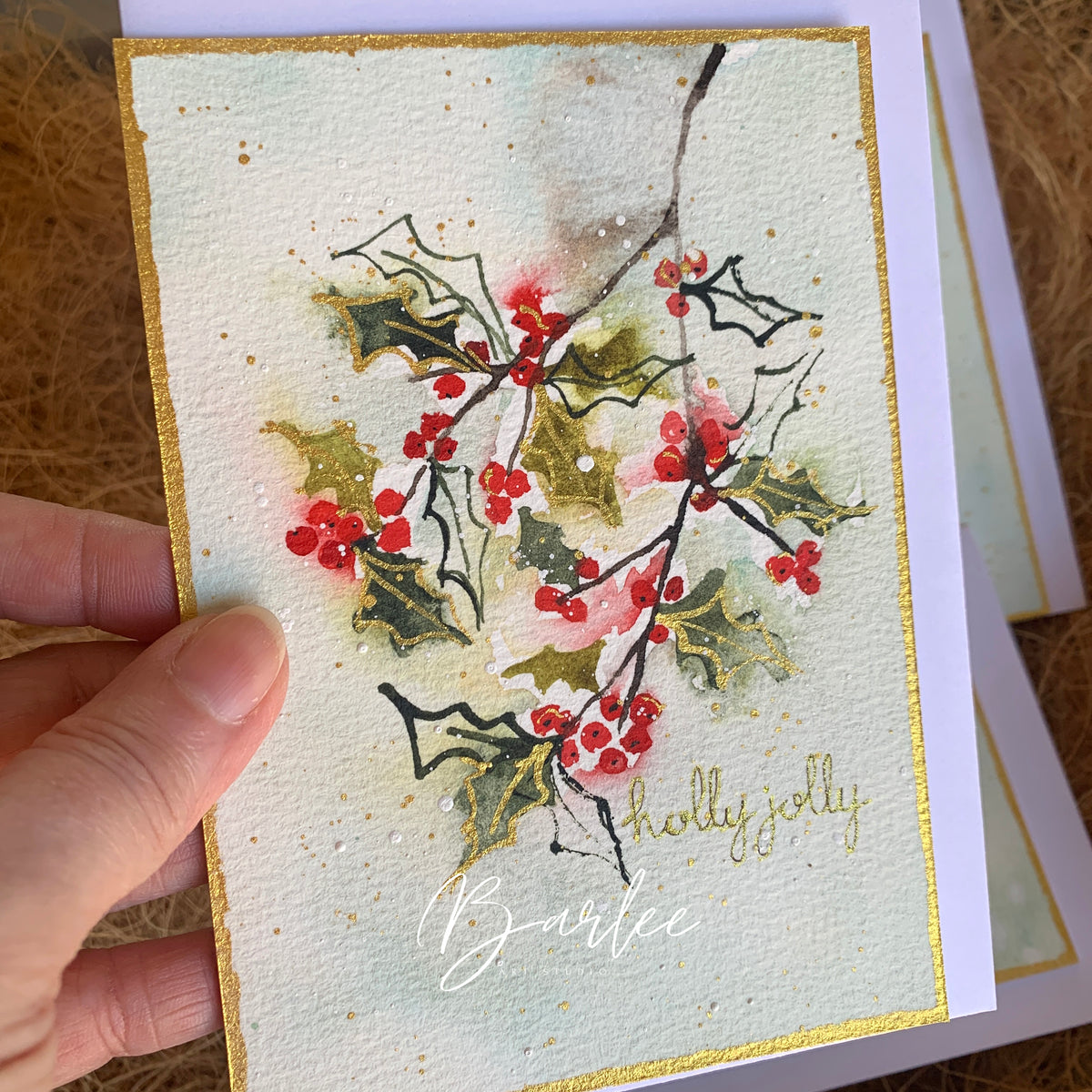Set of 3 Hand-Painted Christmas Cards - One-of-a-Kind.