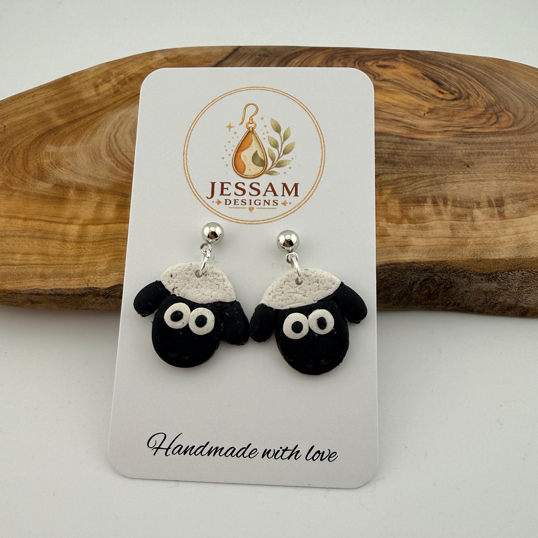 Black Sheep Polymer Clay Drop Earrings | Handmade Dangle Earrings