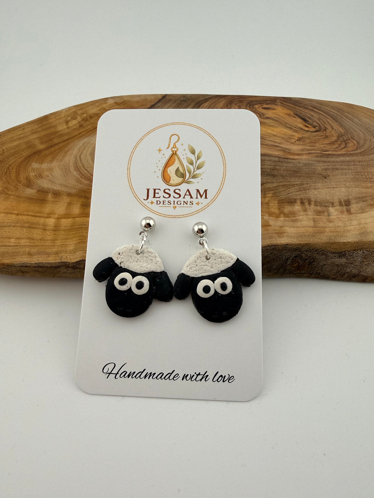 Black Sheep Polymer Clay Drop Earrings | Handmade Dangle Earrings