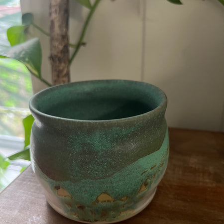 Ceramic Matcha Cup - Turquoise & White