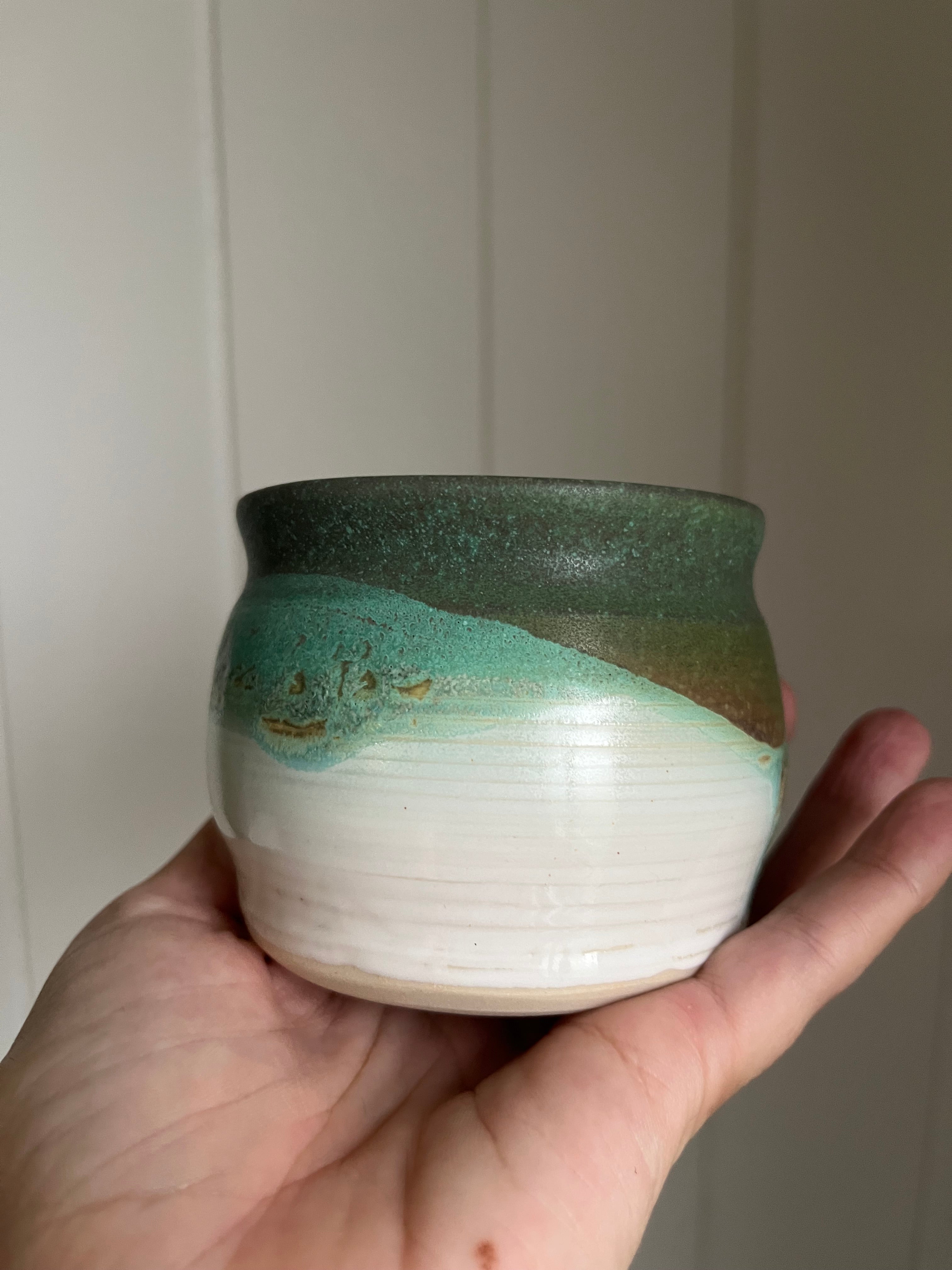 Ceramic Matcha Cup - Turquoise & White