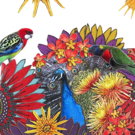 Art Original Birds Of Paradise - Parrots, Peacock, Flowers