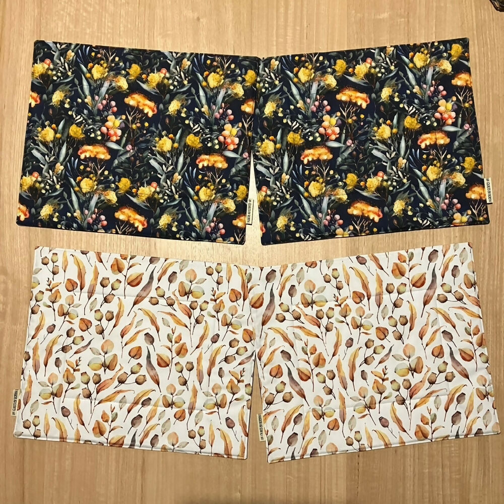 handmade Australian native floral reversible - navy & white