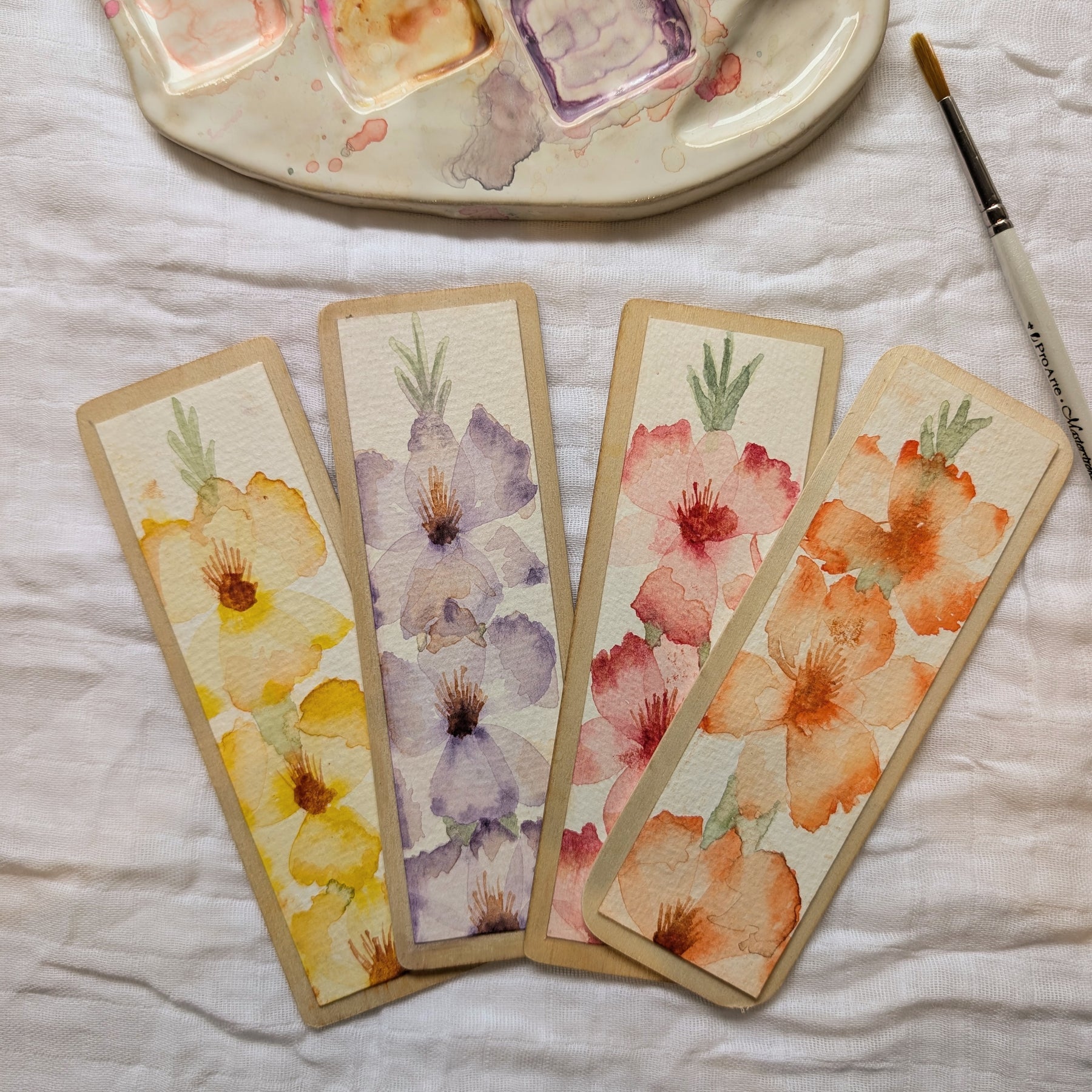 Hand-Painted Gladiolus Wooden Bookmark | Original Watercolour Art | Handmade Gift for Book Lovers
