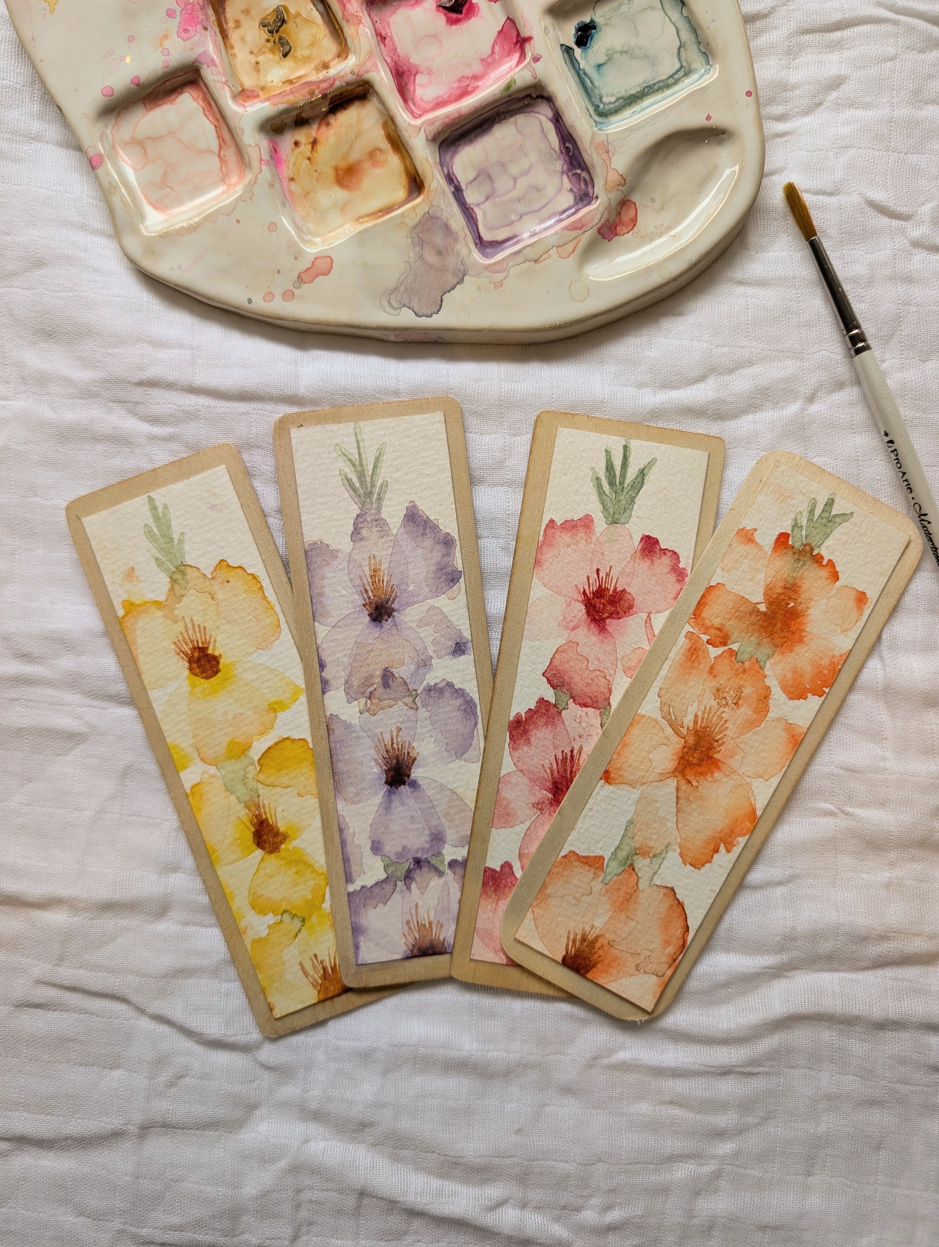 Hand-Painted Gladiolus Wooden Bookmark | Original Watercolour Art | Handmade Gift for Book Lovers