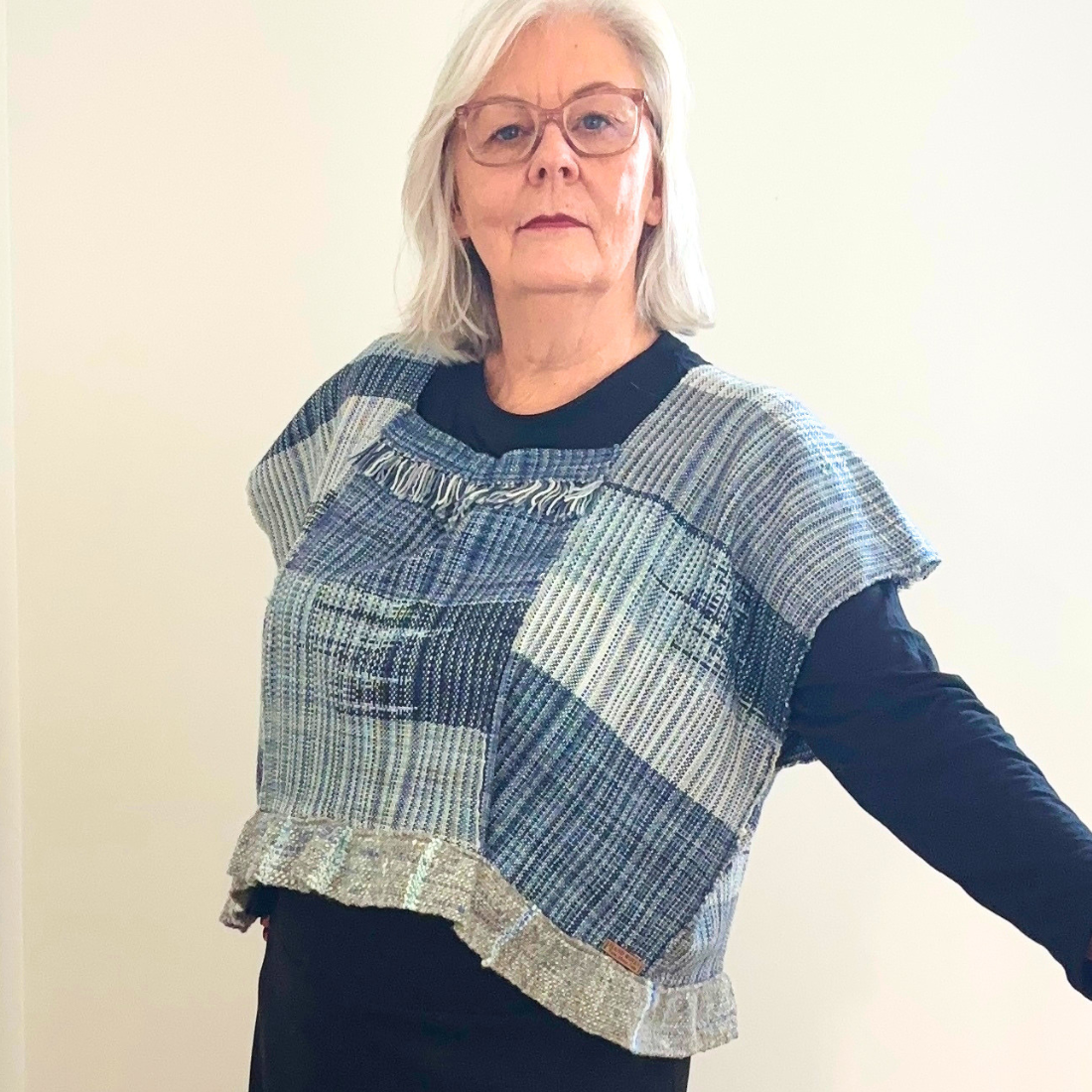 Handwoven Original Blue Top - Unique - Artisan - Patchwork