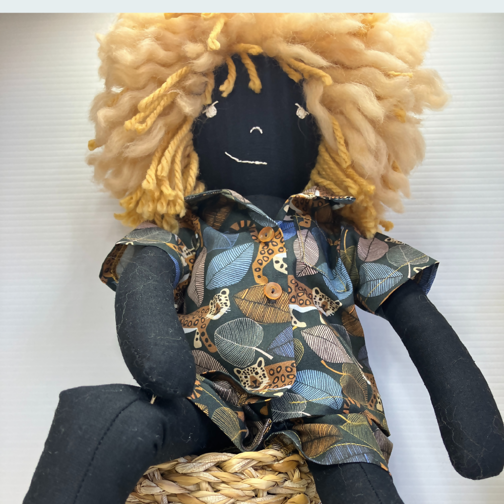 Xavier| Cute Handmade cloth doll with wild hair| 53cm