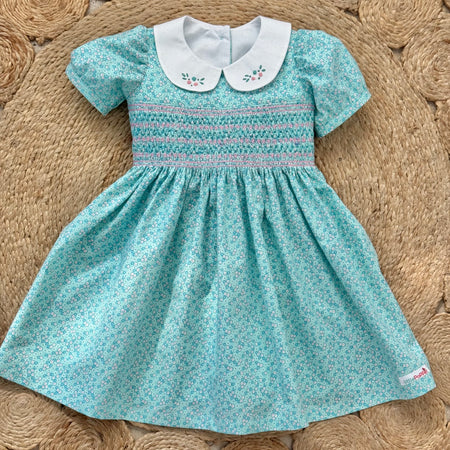 Girls Hand Embroidered Smocked Dress