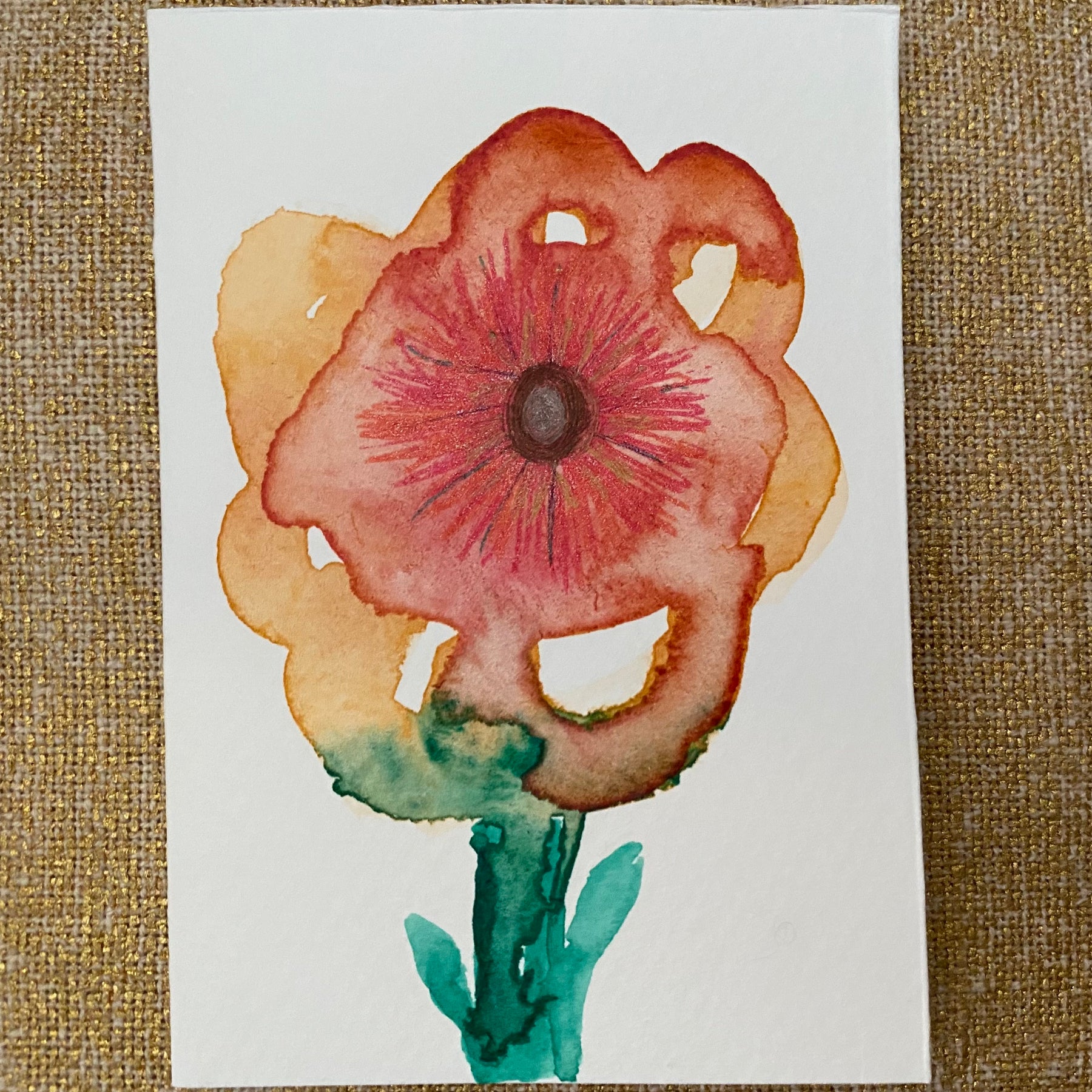Two Unique Hand Painted Watercolour Cards | Handmade Unique Blank Flower Cards