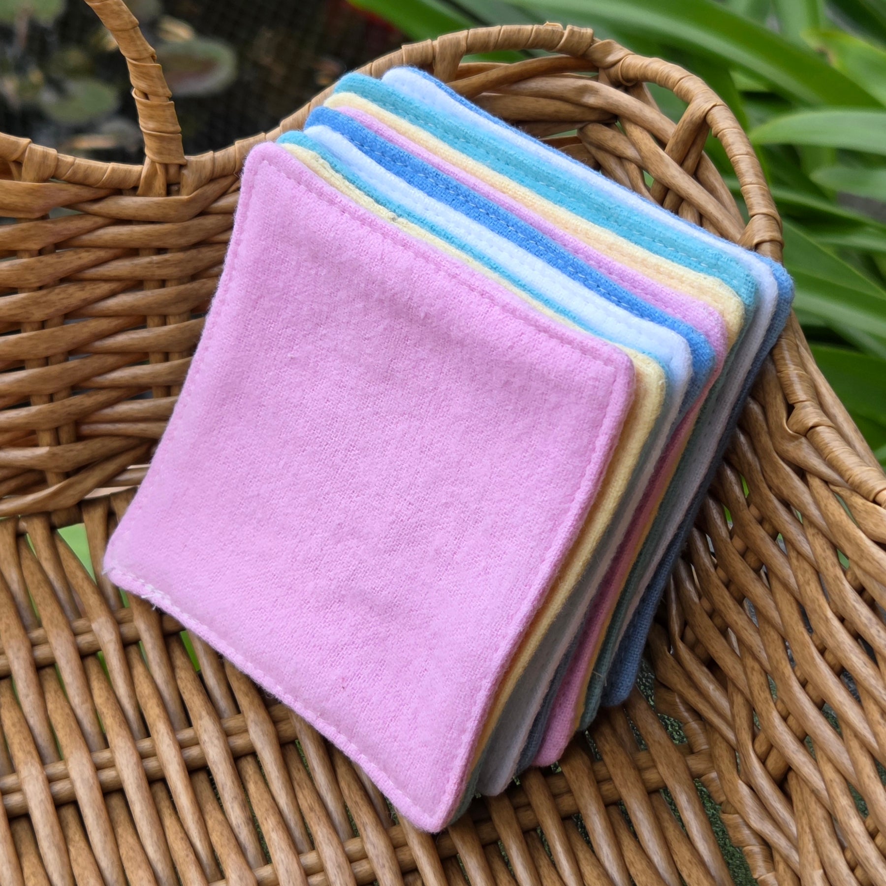 Reusable Makeup Wipes, packs of 10, plain colours