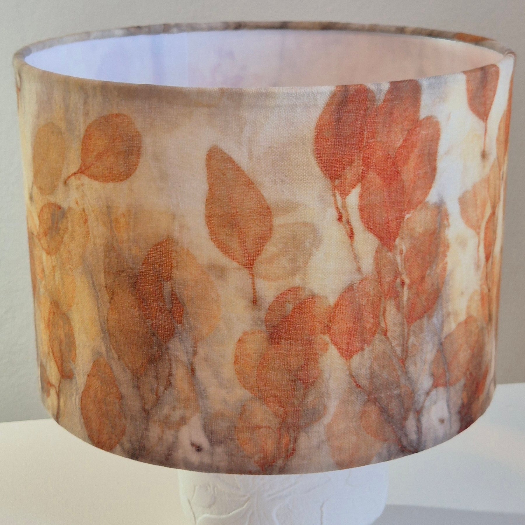 Lampshade large ecoprinted eucalyptus