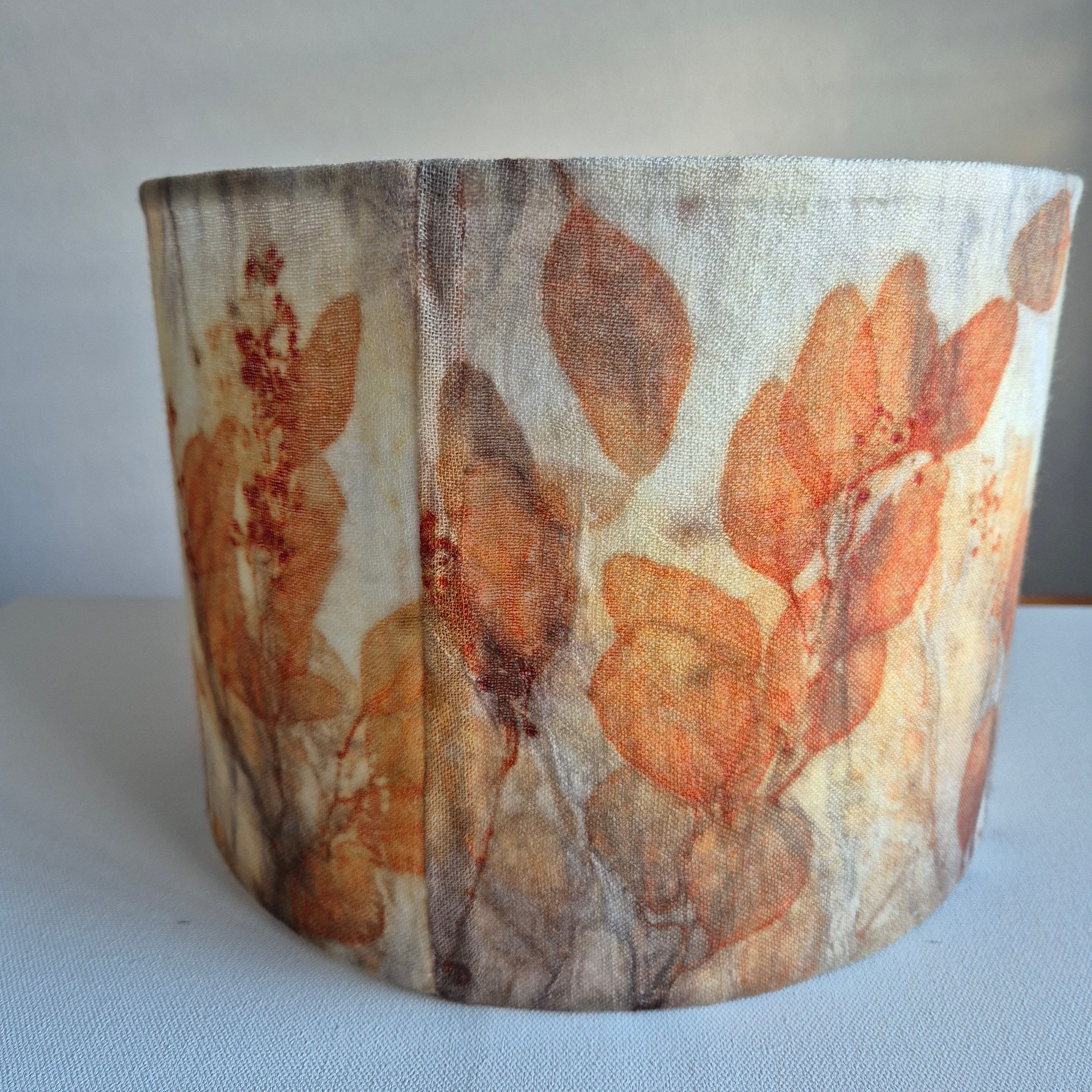 Lampshade large ecoprinted eucalyptus