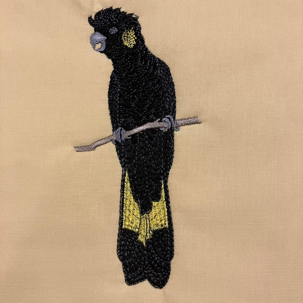 handmade Australian native quilted - yellow tailed black cockatoo
