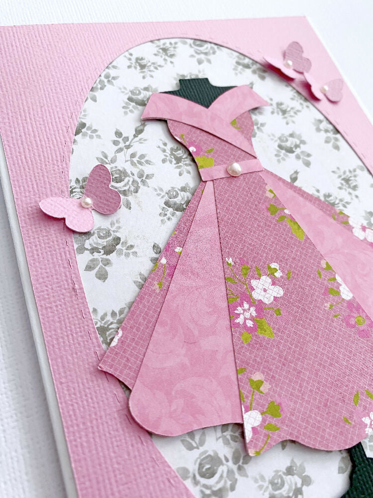 Floral Dress cards, birthday card. Mother's day.