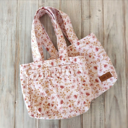 Spriggy Pink toddlers handbag with ruffle pocket - Handmade gift