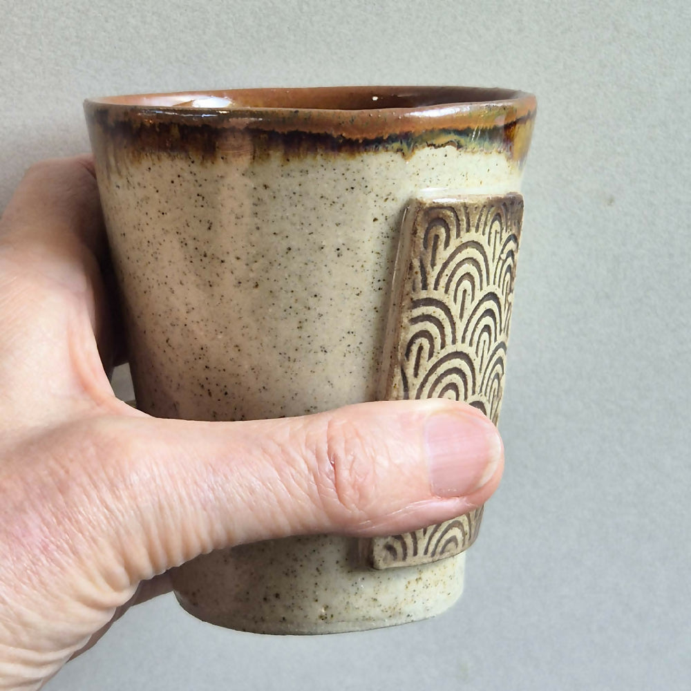 handmade pottery coffee cup - made in australia - arches - Julie Ann Smith