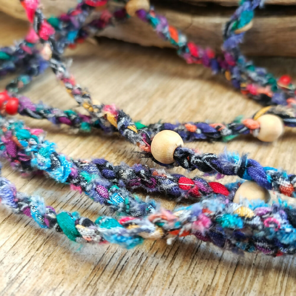 handmade-XL-boho-necklace-dark-multi-beads.