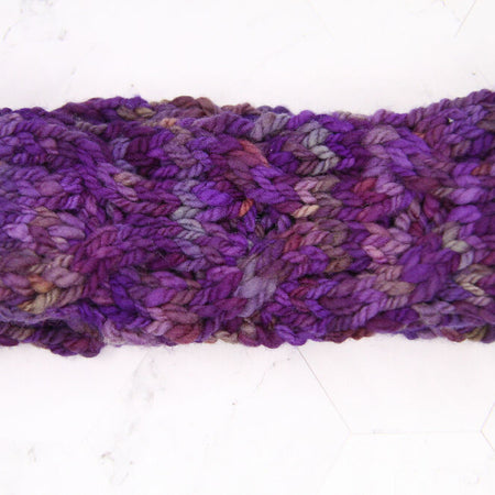 Hand Knitted Wool Headband - Hand Spun - Deep Purple