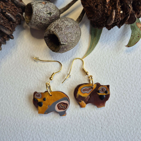 Wally Wombat Dangle Earrings (choose from 3 variants)