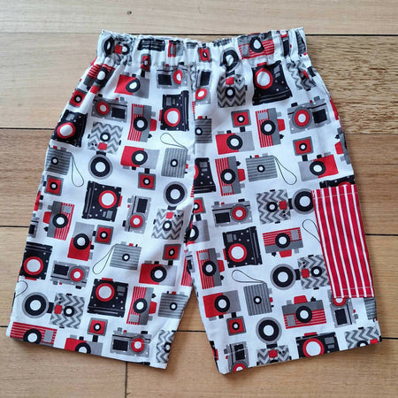 Boys Retro Camera Print Shorts | Size 9 months (0) or 2 years