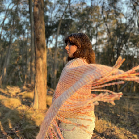 ‘Sunrise’ Handwoven Alpaca, Mohair, Cotton, Bamboo Shawl