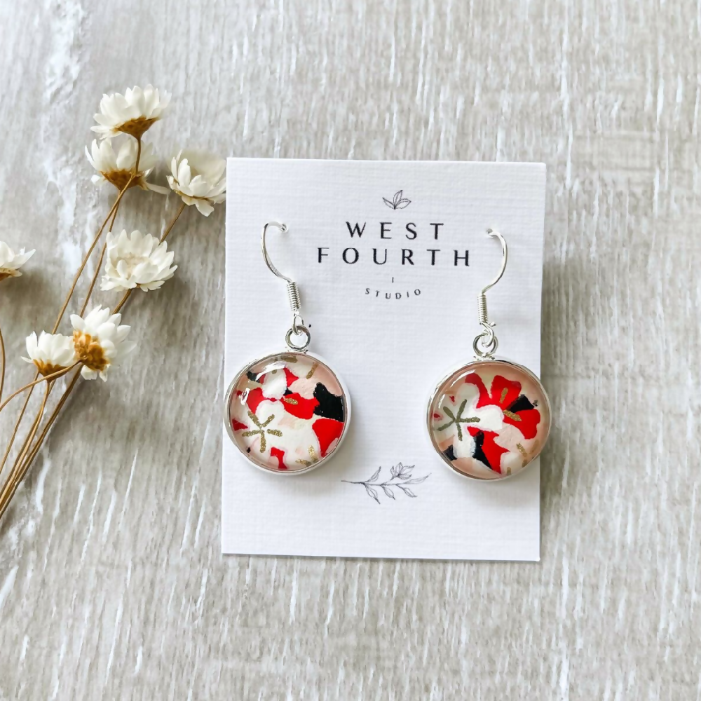 West-4th-Studio-red-black-white-earrings-on-backings