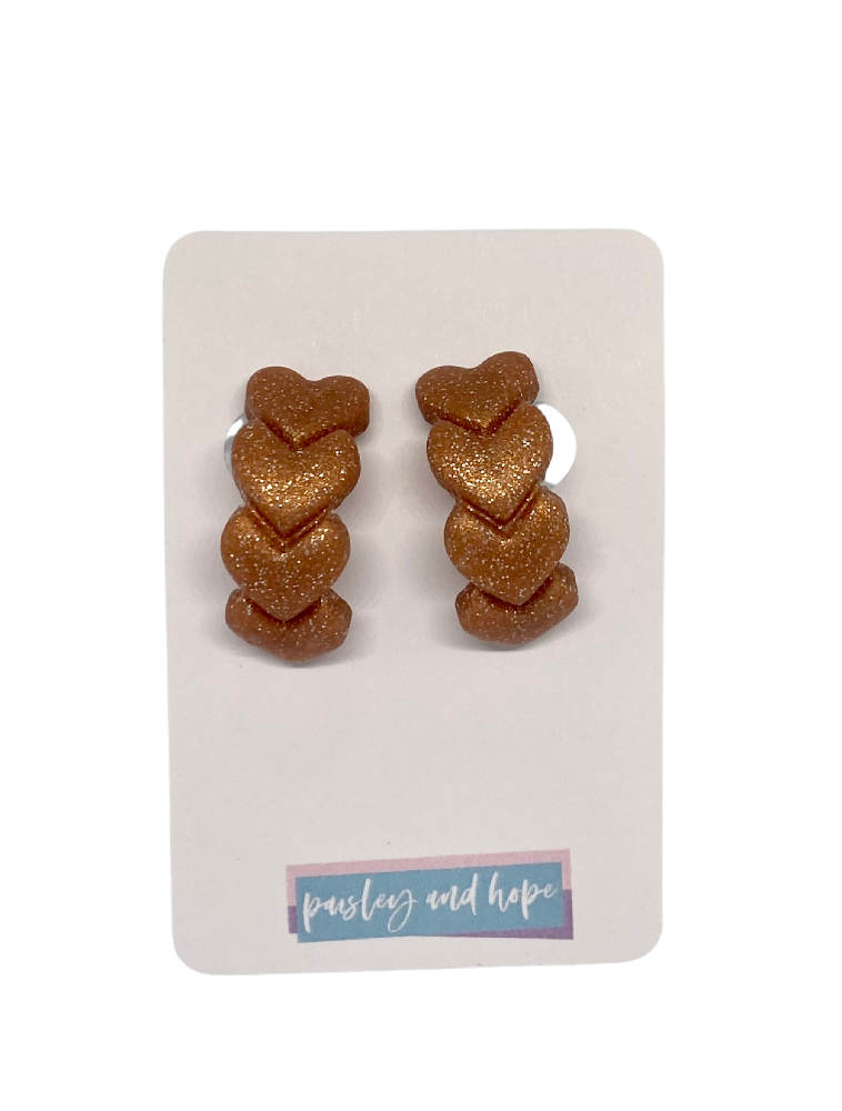 *New - Polymer Clay Huggie - Hearts - Choose Colour